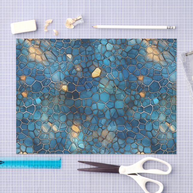 Seda Papel de Decoupage de Concha de Acuarela Azul Prof (Artesanía)