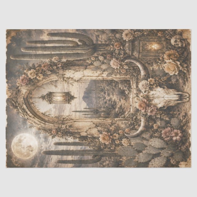 Seda Papel de decoupage de cráneo de arco del desierto  (Anverso)