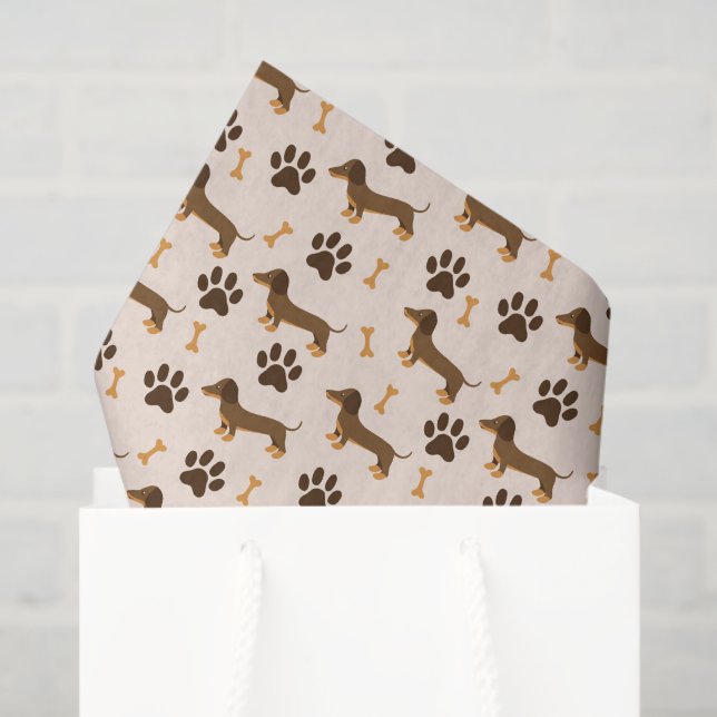 Seda Papel de Decoupage de Dachshund, Perro Salchicha (Bolsa de regalo)
