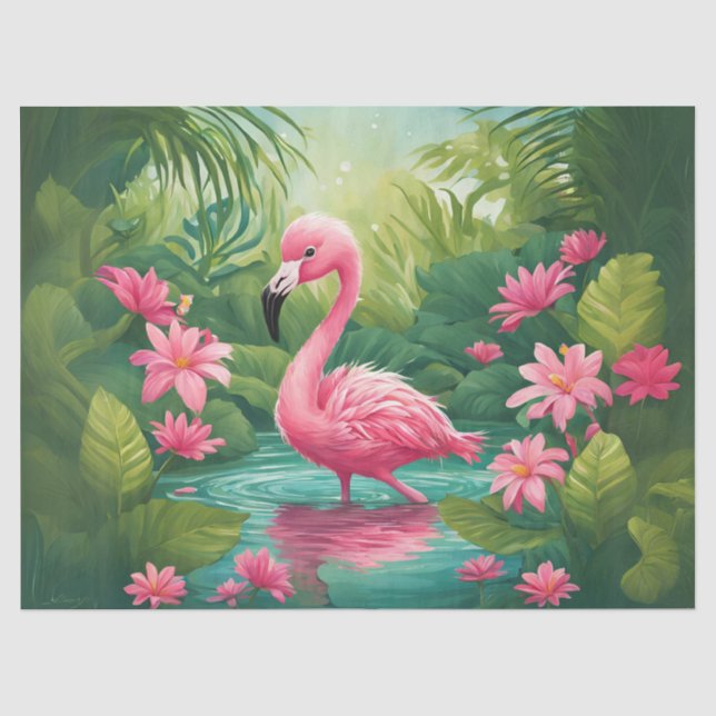 Seda Papel de Decoupage de Flamenco Bebé (Anverso)