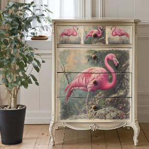 Seda Papel de Decoupage de Flamenco Rosa Tropical Vinta