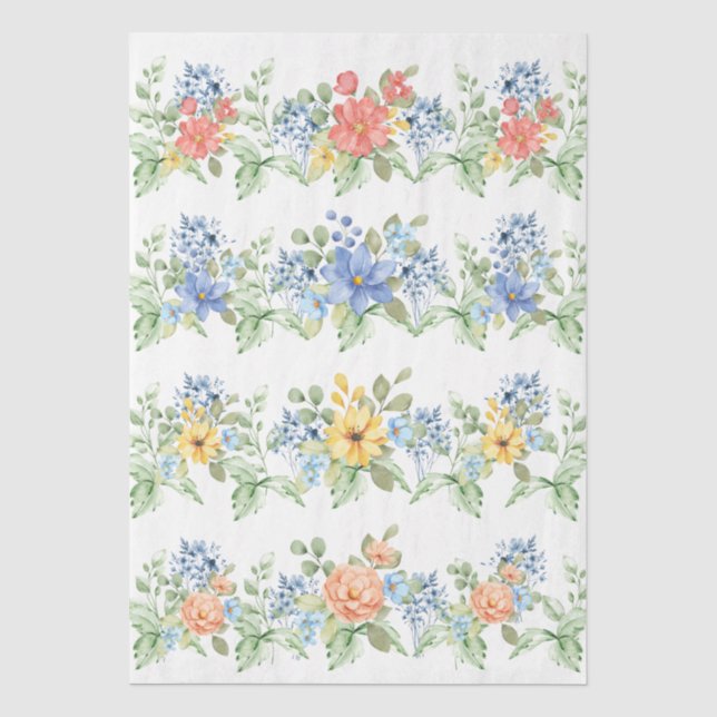 Seda Papel de Decoupage de Florales Pastel de Primavera (Anverso)