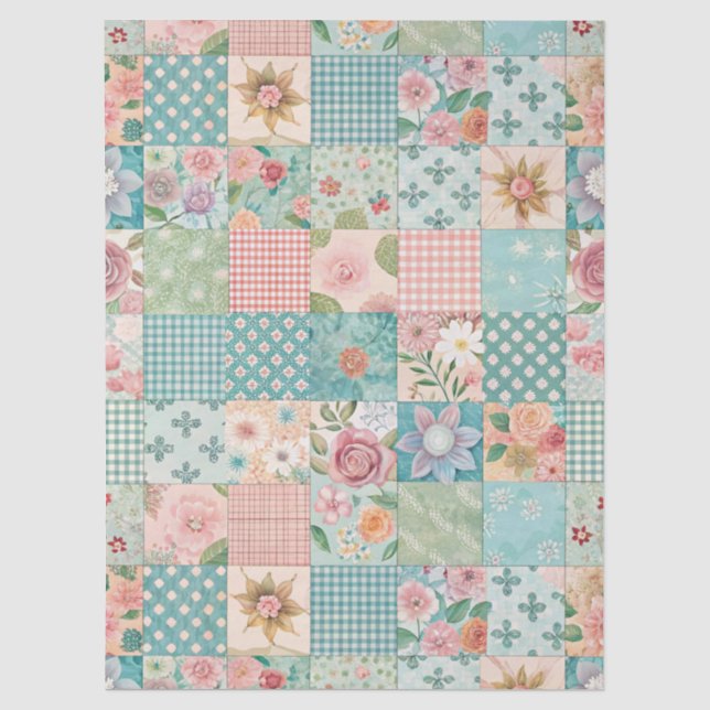 Seda Papel de decoupage de flores primaverales pastel p (Anverso)