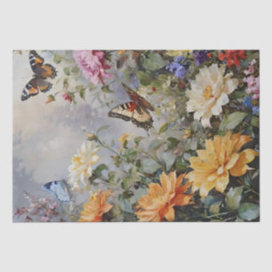 Seda Papel de Decoupage de Flores Silvestres y Mariposa