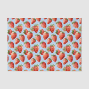 Seda Papel de Decoupage de Fresa en Aquarela sobre Azul