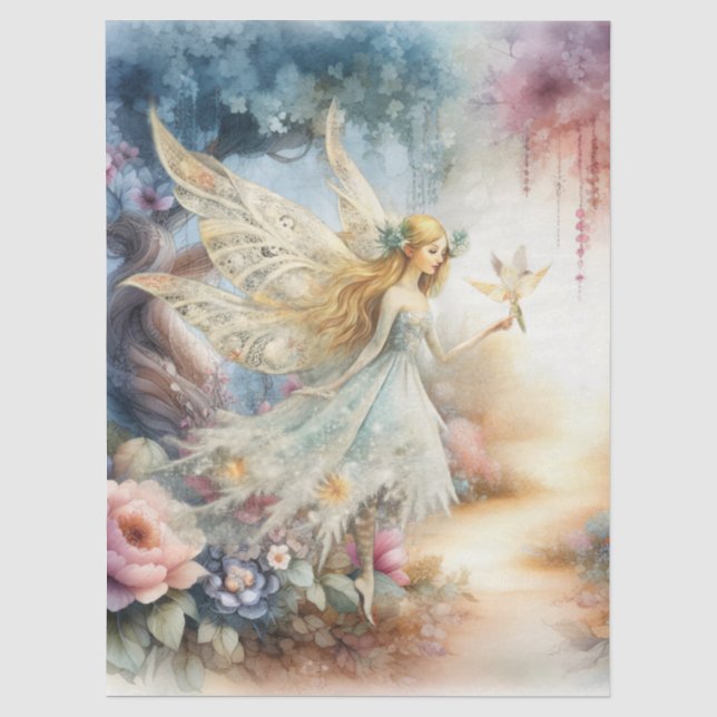 Seda Papel de Decoupage de Hada Celestial Encantada Eté (Anverso)