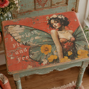 Seda Papel de Decoupage de Hada Mariposa Feroz Vintage