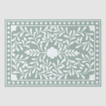 Papel de decoupage de hueso tradicional verde salv