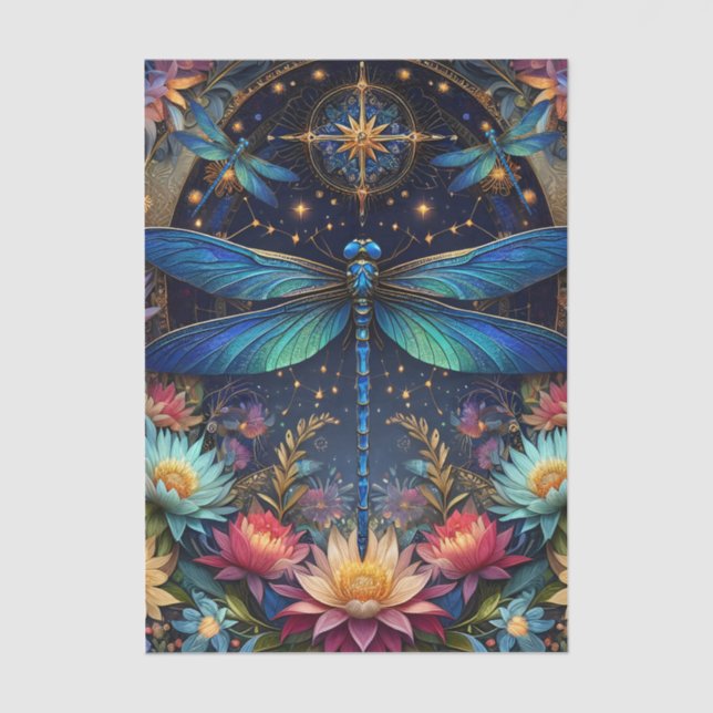 Seda Papel de Decoupage de Libélula Boho Caprichoso Col (Anverso)