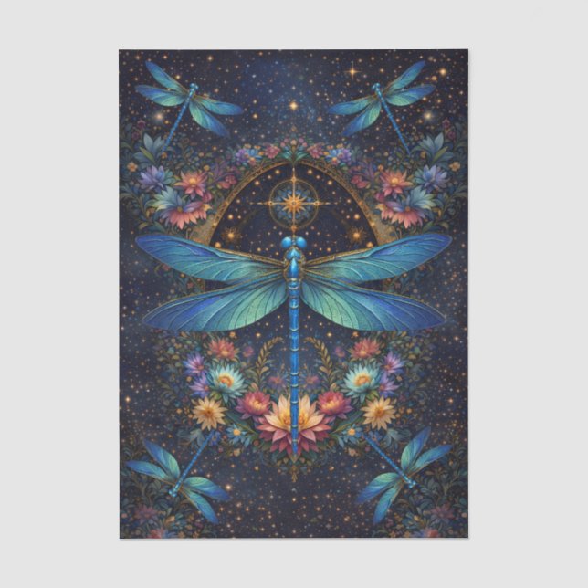 Seda Papel de Decoupage de Libélula Boho Caprichoso Col (Anverso)