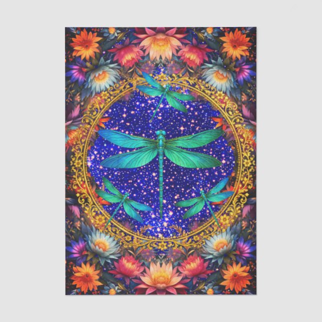 Seda Papel de Decoupage de Libélula Boho Caprichoso Col (Anverso)