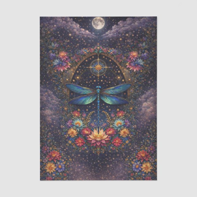 Seda Papel de Decoupage de Libélula Boho Caprichoso Col (Anverso)
