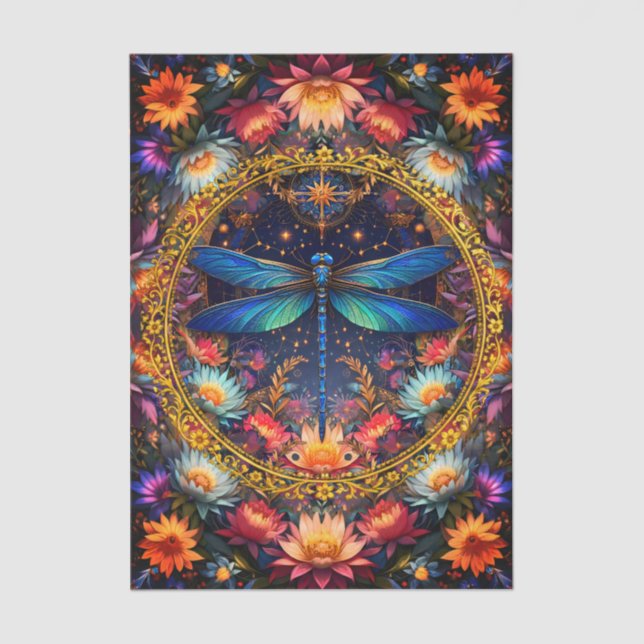 Seda Papel de Decoupage de Libélula Boho Caprichoso Col (Anverso)