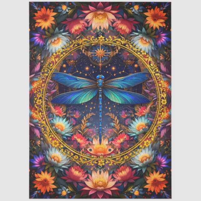 Seda Papel de Decoupage de Libélula Boho Caprichoso Col (Anverso)