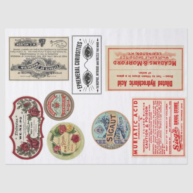 Seda Papel de Decoupage de los elementos de la etiqueta (Anverso)