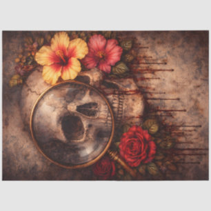 Seda Papel de Decoupage de Lupa de Cráneo