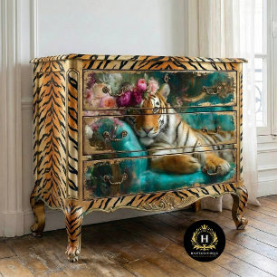 Seda Papel de Decoupage de Muebles Floral Maximalista T