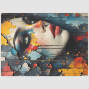 Seda Papel de decoupage de mujer abstracta con graffiti