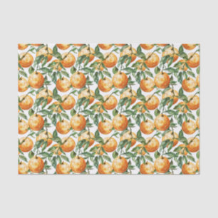 Seda Papel de Decoupage de Naranjas y Hojas al Acuarela