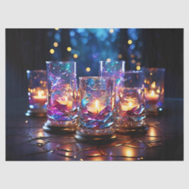 Seda Papel de Decoupage de Navidad con Velas de Vidrio 