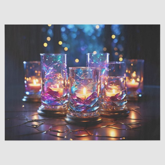 Seda Papel de Decoupage de Navidad con Velas de Vidrio  (Anverso)