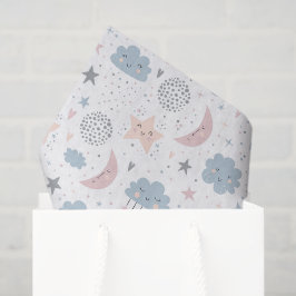 Seda Papel de Decoupage de Nubes Luna Estrellas, Celest