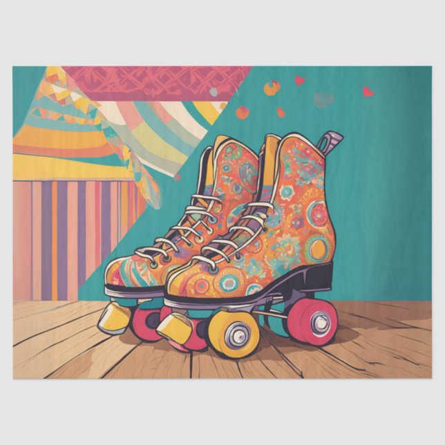 Seda Papel de Decoupage de Patines de Rodillos Retro (Anverso)
