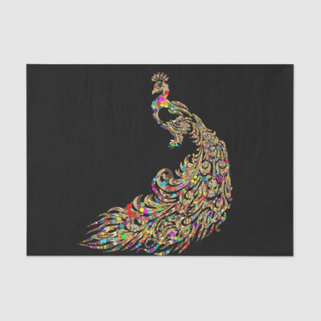 Seda Papel de Decoupage de Pavo Real Sparkle Gold (Anverso)
