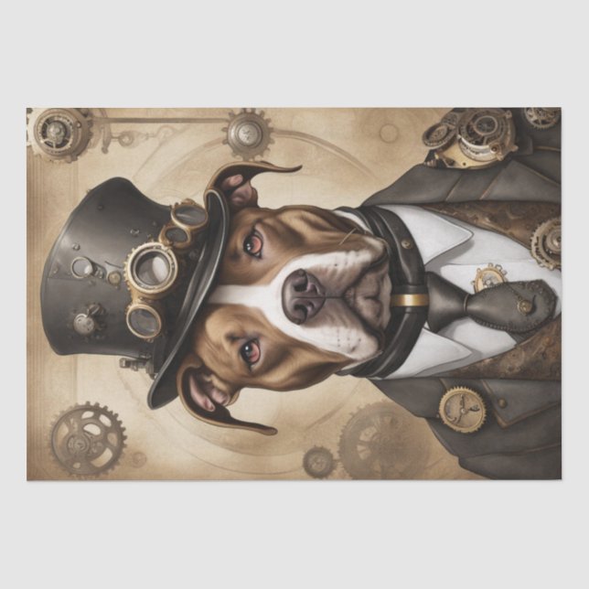 Seda Papel de Decoupage de Pitbull Steampunk (Anverso)