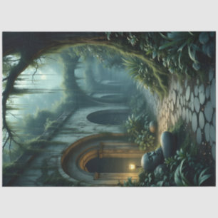 Seda Papel de decoupage de pozo de jardín místico