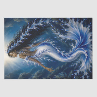 Seda Papel de Decoupage de Sirena Dragón Marino Azul Oc