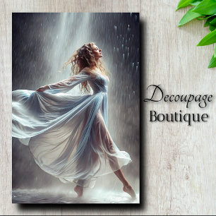 Seda Papel de Decoupage de Tejido con Foto de Bailarina