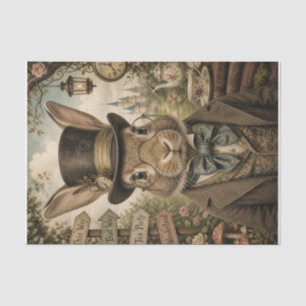 Seda Papel de Decoupage de Tejido de Liebre Sombrerero
