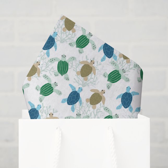 Seda Papel de Decoupage de Tortuga, Vida Marina (Bolsa de regalo)