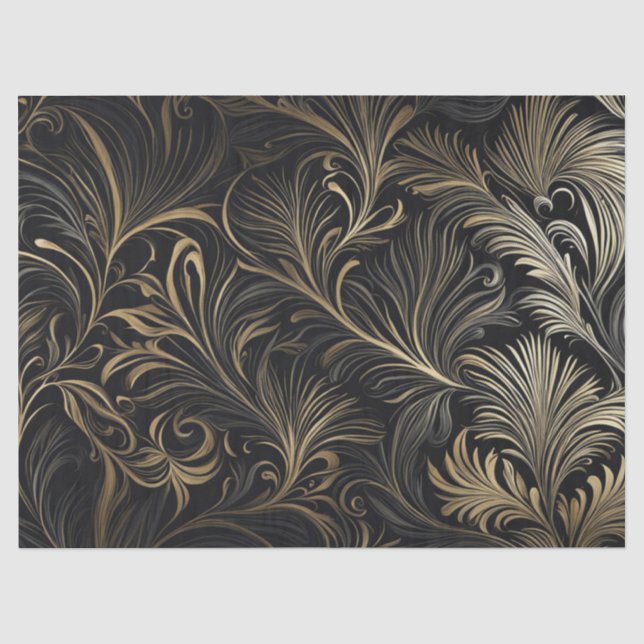 Seda Papel de Decoupage Dorado Regio sobre Negro (Anverso)