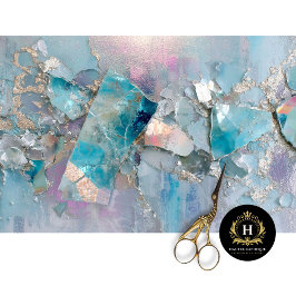 Seda Papel de Decoupage Escama de Dragón Cristal Aqua