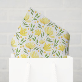Seda Papel de Decoupage Floral Amarillo, Botánico