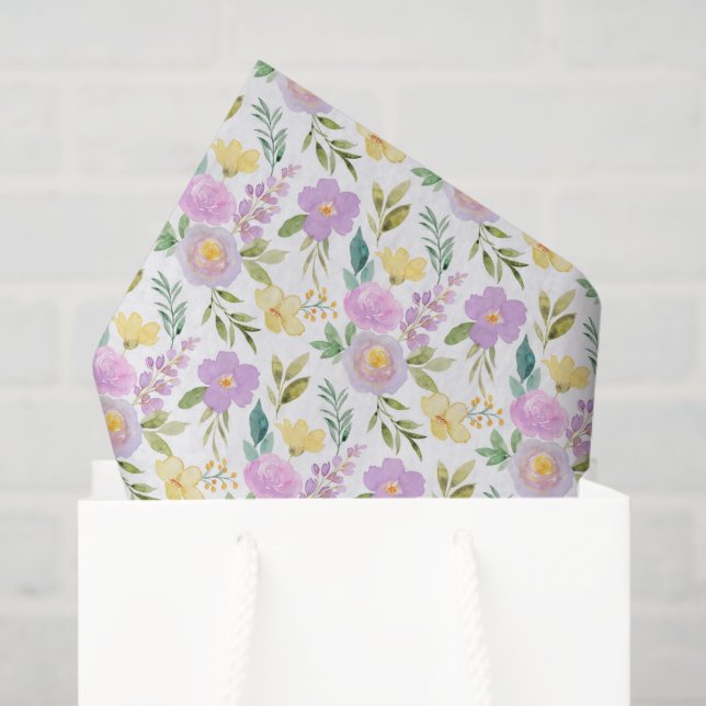 Seda Papel de Decoupage Floral Amarillo Purpura, Botáni (Bolsa de regalo)