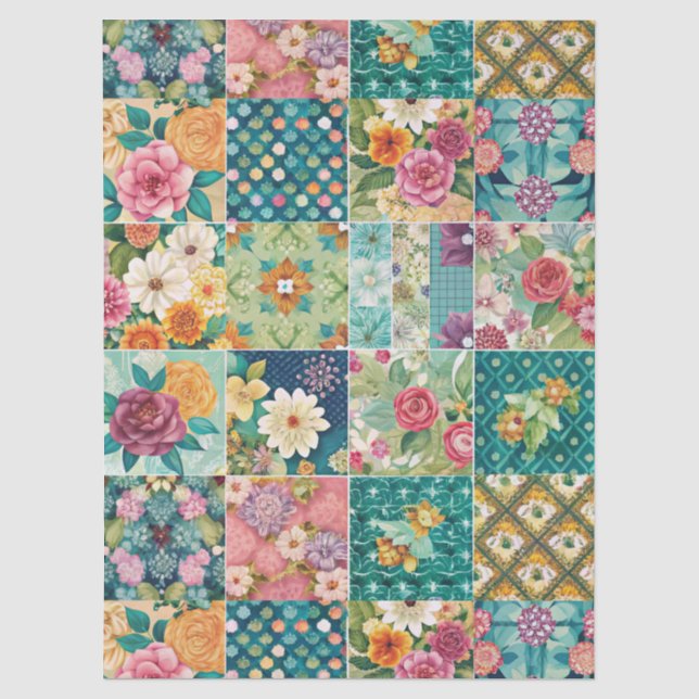 Seda Papel de Decoupage Floral Primaveral Pastel con Pa (Anverso)