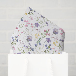 Seda Papel de Decoupage Floral Púrpura, Flores Silvestr
