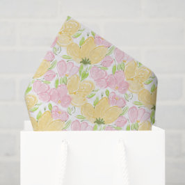 Seda Papel de decoupage floral rosa amarillo, jardín de