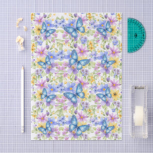 Seda Papel de decoupage Florales Coloridos y Mariposa A
