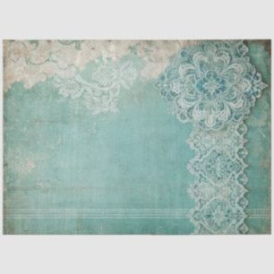 Seda Papel de Decoupage Grunge Verde Teal Elegante con 