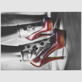 Seda Papel de decoupage monocromático Zapatillas Rojas 