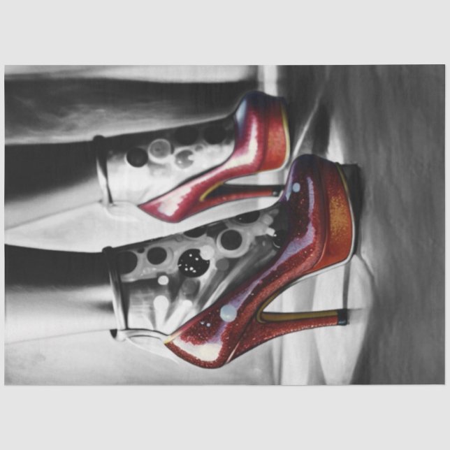 Seda Papel de decoupage monocromático Zapatillas Rojas  (Anverso)