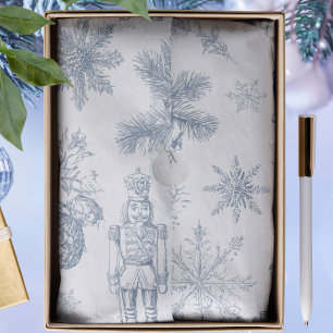 Seda Papel de Decoupage Navideño Azul y Blanco Vintage