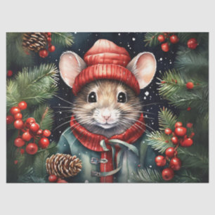 Seda Papel de Decoupage Navideño Ratón Nevado Encantado