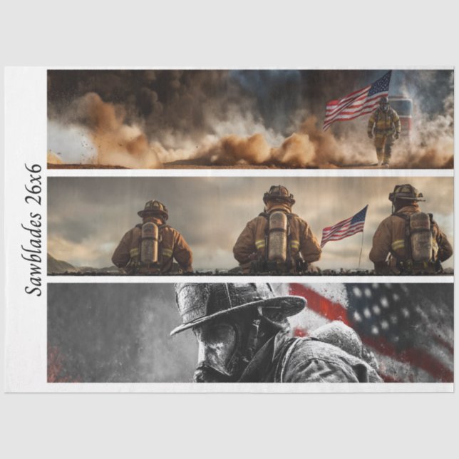 Seda Papel de Decoupage Orgullosos Bomberos Bandera Ame (Anverso)