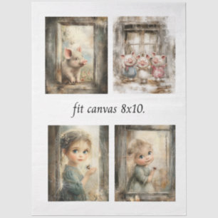 Seda Papel de Decoupage para Lienzo de 8 x 10