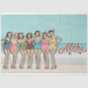 Seda Papel de Decoupage Retro Bellezas Bañándose